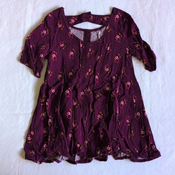 old navy purple floral lightweight rayon swing dress 18-24 months baby girl - Picture 6 of 7